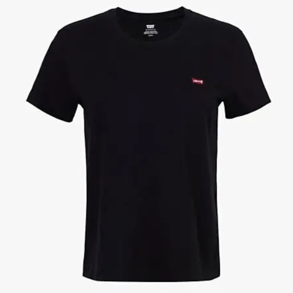Levi's Black Tee with Red White Logo Patch Embroidered